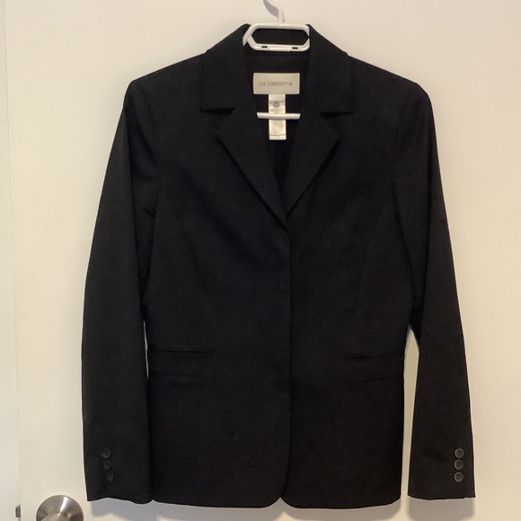 Liz Claiborne Black Wool Blend Business Blazer - Size 4 - Picture 1 of 4